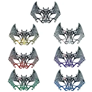 Metal bat masquerade mask with rhinestones, half face elegant party eyepatch variants.