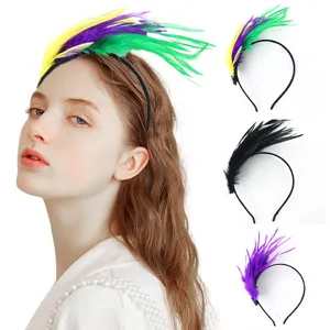 Diadema de Plumas del Carnaval de Brasil Accesorio para el Cabello para Fiestas y Bailes con Estrella de Strass para Mujer