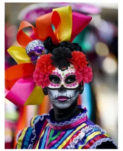 Gros plan sur les détails floraux exquis et les strass étincelants du masque de fête.