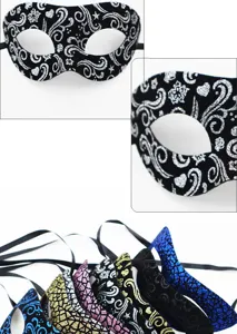 Halloween Maskerade Halbgesicht Maske PVC Glitzer Muster Party Kostüm Ball Details