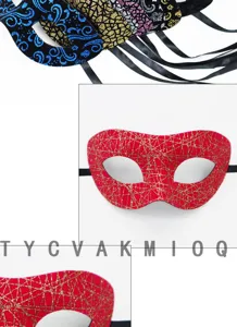 Halloween Party Halbgesicht PVC Maske mit glitzerndem Muster und Bändern für Feste.