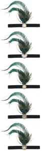 Fascia per capelli con piume di pavone anni 20 strass elastico festa carnevale copricapo