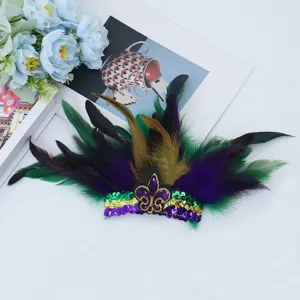 Brazilian carnival feather sequin bracelet green purple gold party dance costume accessory