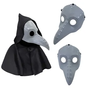 Halloween plague doctor crow mask steampunk cosplay plastic mask costume detail view