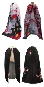 Halloween Vampire Cloak Cosplay Horror Wizard Cape Digital Print Scary Party Costume Prop