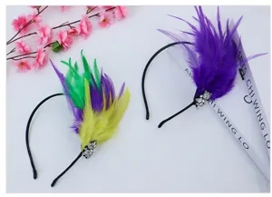 Diadema de plumas carnaval fiesta accesorio para el cabello con diamantes de imitación