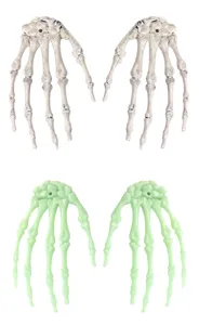 Halloween plastic skeleton hands props glow in the dark bone claw prank decor 2pairs