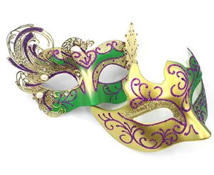 Carnaval masker koppel set, kunststof geverfde halfgelaatsmasker voor feest detail.