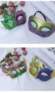 Masquerade masker carnaval feest half gezicht masker met glitter filigraan en veer voor feest.