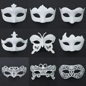 Witte masquerade maskers collectie, vintage half gezicht oogmaskers voor Halloween feest kostuum.