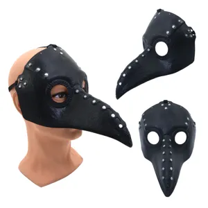 Steampunk Plague Doctor Mask Halloween Crow Beak Cosplay Costume Prop Black Color