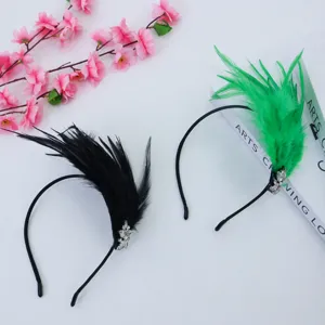 Diadema de plumas para fiesta de carnaval, elegante accesorio de pedreria para mujeres