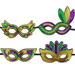 Mardi Gras pailletten feestmasker, kleurrijke feestelijke masquerade oogmasker rekwisieten.