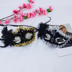 Venetian Masquerade Mask Sequins Feather Party Eye Mask Sexy Half Face Costume Props