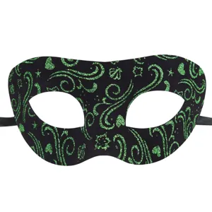 Schwarze und grüne Glitzer Maske für Halloween Party, Karneval, Maskerade und Kostümfeste.