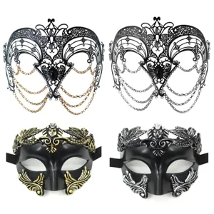 Sexy Maskerade Halbgesicht Maske mit Quastenketten und Reliefmotiven für Partys.