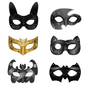 Set van 6 masker halfmaskers voor carnavalsfeest, steampunk en dierontwerpen.