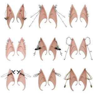 Punk Quasten Kette Elfen Ohren Cosplay Feen Ohrringe Party Foto Requisiten Set.