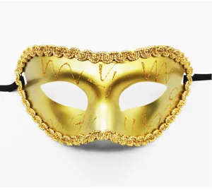 Goldene Maske Halbgesicht Karneval Halloween Party Kostüm Requisite Detailansicht Glitzer