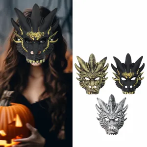 Halloween Simulation 3D Dragon Head Mask For Party Cosplay Horror Full Face Mask Carnival Mythical Dragon Costume Plastic Props