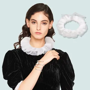 Vintage Palast Stil Doppellagige Spitze Kragen Schal Rüschen Falten Falscher Kragen Choker Für Halloween Party Kostüm Requisiten