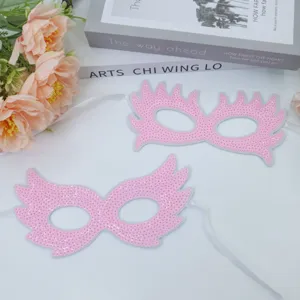 Pink sequin masquerade mask half face princess dress up party cosplay costume prop accessory