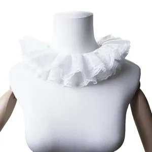 Vintage doppelstufiger weißer Spitzen-Falschkragen Hals-Accessoire für Kostümparty Show.