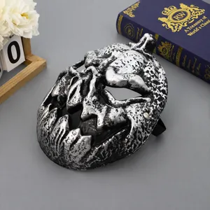 Maschera Halloween zucca teschio spaventosa argento schiuma PU oggetti di scena festa