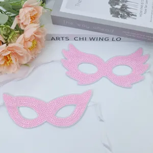 Pink sequin masquerade mask half face party mask for women girls cosplay costume dress up.