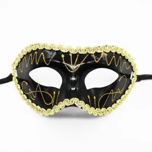 Halloween Halbgesicht Maskerade Maske Gold Glitzer Schwarz Kostüm Party Augenmaske