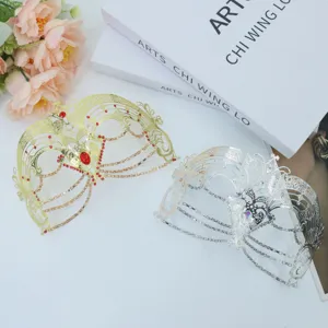 Halloween sexy metal Venice iron tassel masquerade mask rhinestone half face party decor
