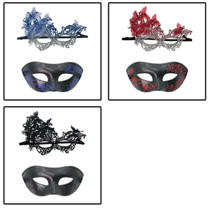 Conjunto de antifaces con encaje de mariposa y elegantes detalles pintados.