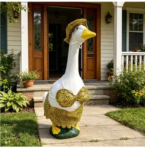 23 inch grote witte gans standbeeld met luipaard bikini en hoed, perfecte tuin veranda decoratie.