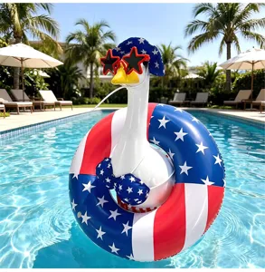 Gonfiabile piscina oca bandiera americana con occhiali da sole stella vestito da festa.