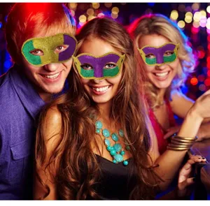 Glitter half face mask for Mardi Gras festival party and holiday celebrations performance wear.