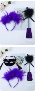 Set cerchietto piume maschera pizzo paletta piume per festa carnevale costume travestimento