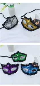 Maschera di carnevale strass paillettes mezza faccia costume per festa di Halloween ballo