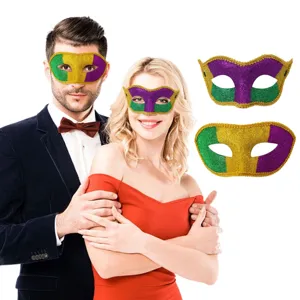 Mardi Gras Glitter Half Face Mask Masquerade Party Carnival Costume Sparkly Eye Mask For Masquerade Ball Perform Women Men
