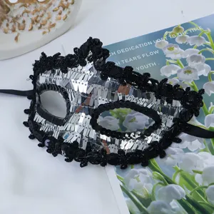 Halloween mascarada mitad cara máscara princesa de Venecia fiesta lentejuelas disfraz