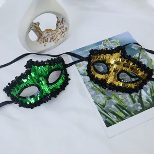 Máscara de Halloween media cara con lentejuelas princesa veneciana cosplay top