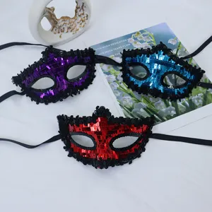 Máscara de mascarada con lentejuelas media cara para fiesta baile disfraces accesorios.