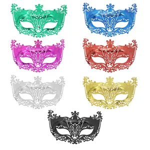 Bunte Maskenball Maske halb Gesicht metallisch hohl Party Kostüm Zubehör 7 Stück Set