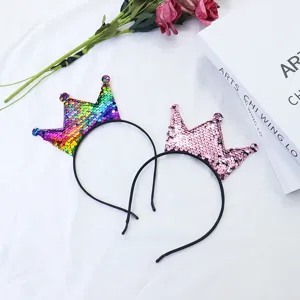 Children sequin crown headband cute hair accessories for kids party performance decoration