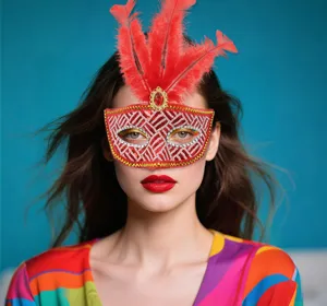 Halloween rote Feder Pailletten Halbgesicht Maske Damen sexy Party Ball Kostüm Requisite