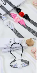 Halloween devil bat wing choker necklace and hairband set gothic party costume accessories