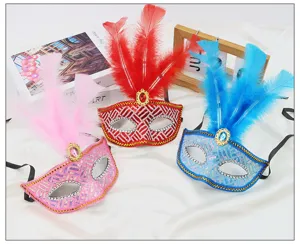 Halloween Feder Pailletten Halbgesicht Maske Maskerade Party Verkleidung Damen Zubehör