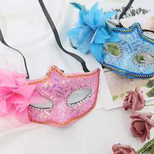 Venezia Paillettes Fiore Laterale Maschera Masquerade Sexy Donne Mezza Faccia Festa Decor