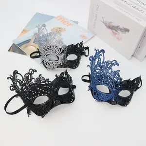 Halloween lace masquerade mask half face rhinestone party dress up prop main view