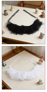 Black white mesh Lolita fake collar vintage tiered ruffle detachable collar party costume