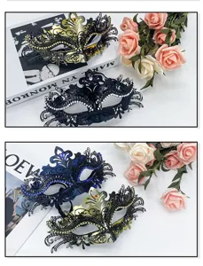 Exquisite Metall Spitzen Schmetterling Maskerade Maske mit Strass für Party und Events.